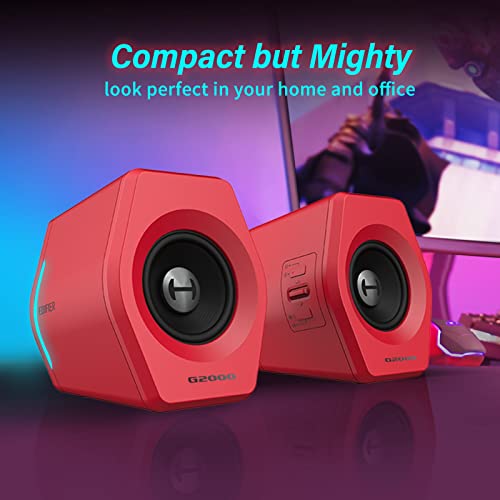 Image of Edifier G2000 32W PC Gaming Computer Speakers for Laptop Mac Desktop Computer Woofer Speakers Bluetooth USB 3.5mm AUX Inputs RGB Lights Multimedia Speakers Red