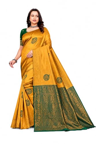 Fashion Women's Kanjivaram Style Soft Silk Banarasi Sarees With Blouse Piece For Women Pure Soft Silk Saree With Blouse Piece For Wedding product image 10