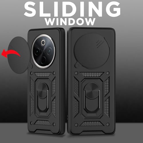 Image of Luxe Back Cover for Vivo T4 5G / iQOO Z10 5G | D10 Tough Armor Case | Sliding Camera Shield | 360 Protection | Kickstand Holder