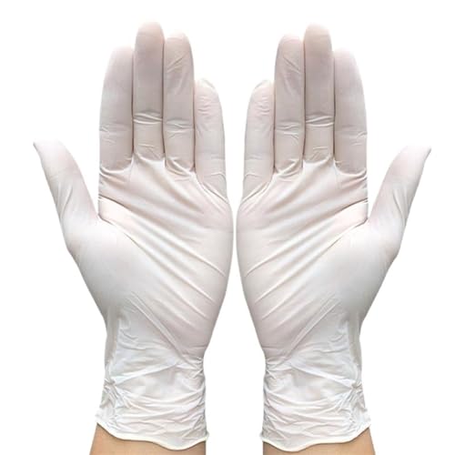Gants en caoutchouc blancs antidérapants pour ménage et nettoyage - Lot de 100