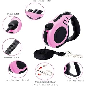 PETIMP Retractable Dog Leash Lightweight 16FT Leash, with Folding Bowl,Dispenser,Waste Bags, for Small Medium Dogs(Pink) PETIMP Retractable Dog Leash Lightweight 16FT Leash, with Folding Bowl,Dispenser,Waste Bags, for Small Medium Dogs(Pink)