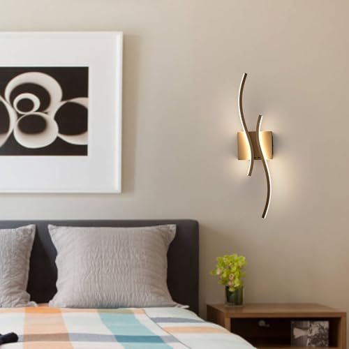 Image of Battery Operated Wall Sconce with Remote Control,10000mAh USB Rechargeable Wireless Minimalist Gold Wall Light,3000K-6000K Dimmable LED Wall Lamp for Bedroom Hallway Background Staircase -1 Pcs