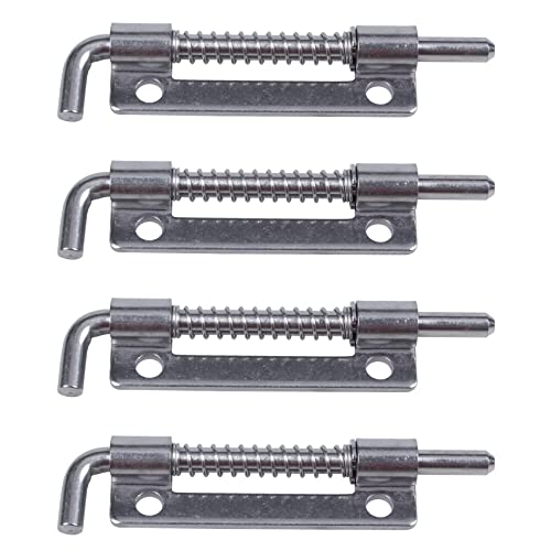 VENOAL 4 cerrojos de seguridad de metal con resorte de 3.5 pulgadas de largo, tono plateado