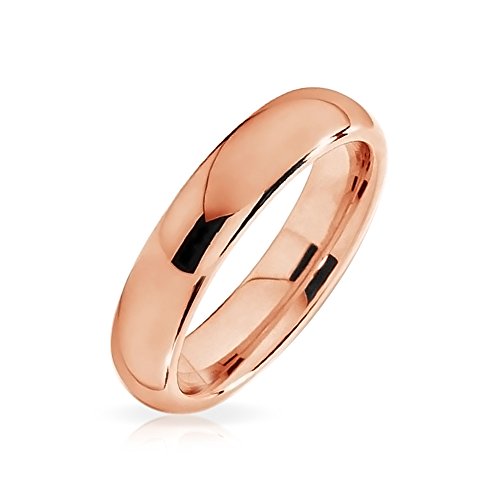 Bling Jewelry Simple Dôme Léger des Couples De Mariage Plaqué Or Rose Poli Anneau De Tungstène pour Femme Homme 4MM