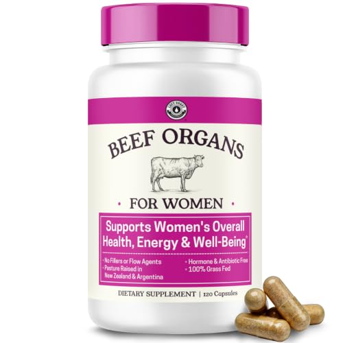 Beef Organ Supplement for Women - Beef Liver Kidney Heart and Uterus Tissue Supports Womens Overall Energy and Health - Pasture Raised in New Zealand - No Fillers or Flow Agents - 120 Capsules