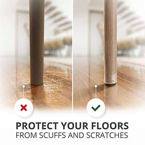 24 Pcs Chair Leg Floor Protectors With Felt Pads X-Protector - 1.2" - 2" - Furniture Pads For Hardwood Floors - Clear Chair Pads - Floor Protectors For Chairs - Brown Chair Leg Covers - Protect Floors #TOP3