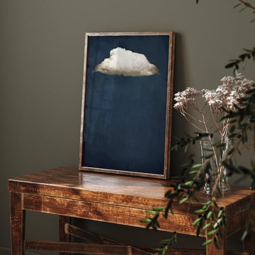 Toile nuage bleu indigo pour salon moderne grand ciel abstrait encadré