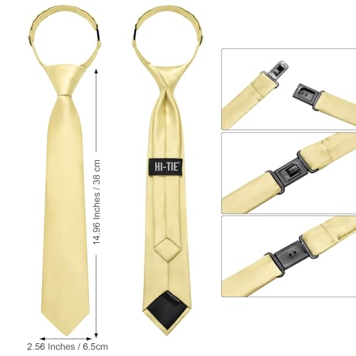 Image of Hi-Tie Pretied Boys Ties Solid Color Kids Adjustable Necktie Lapel Pin Clip Set Age 8-12 Wedding School Graduation