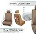 FH Group Car Seat Covers PU Leather 3 Row 7 Seater Car Seat Covers, Airbag Compatible and Split Bench - Fit Most Car, Truck, SUV, & Van Solid Tan
