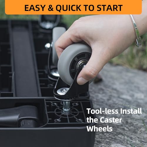 Folding Hand Trucks, Heavy Duty Dolly Cart with 6 Wheels & 2 Elastic Ropes, Foldable & Ideal for Luggage, Travel, Moving, Shopping, Office Use, Hold Up to 500 LB, Easy to Store, Coal Black