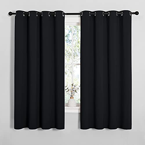 image for NICETOWN Bathroom Blackout Curtains and Drapes, Black Solid Thermal In