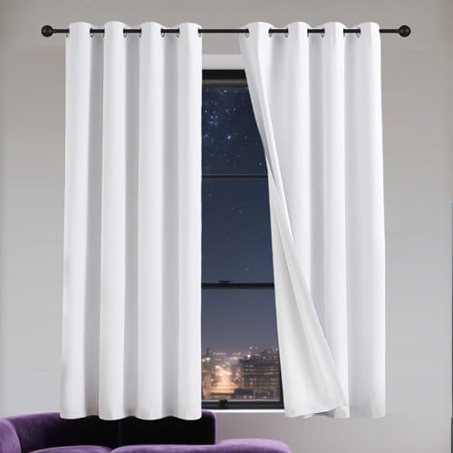 Rideau occultant à oeillets 220x195 cm blanc isolant thermique