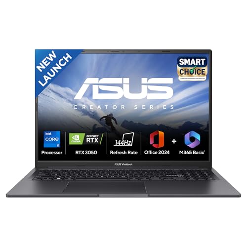 ASUS Vivobook 16X (2025),Smartchoice, Intel Core i7-13620H,Creator/Gaming Laptop(RTX 3050-4GB/16GB RAM/512GB SSD/FHD+/16"/144Hz/M365 Basic (1Year)*/Of