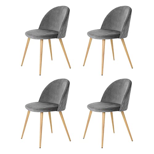 Tukailai Juego De 4 Sillas De Comedor De Terciopelo Gris Tapizadas Con Asiento Acolchado De Terciopelo Suave, Respaldo Y Patas De Metal, Sillas De Cocina De Comedor Tukailai Juego De 4 Sillas De Comedor De Terciopelo Gris Tapizadas Con Asiento Acolchado De Terciopelo Suave, Respaldo Y Patas De Metal, Sillas De Cocina De Comedor
