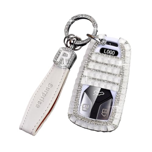 YJWEXXEN Car Key Fob Cover for Audi A3, A4, A4L, A5, A6, Q5, Q5L, Q7, R8, S5, SQ5, TT Smart Remote Control Protector, (White R rope)