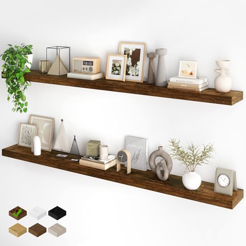 Fun Memories 72Inch Floating Shelves,Wall Mounted Rustic Wood Floating Shelf