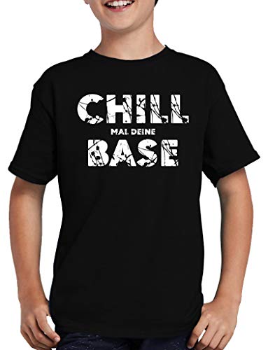 Chill mal Deine Base T-Shirt Kinder Nerd Lustig Fun 98/104 Schwarz