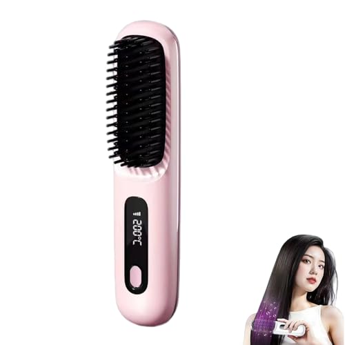 Cepillo Alisador Mini Inalámbrico con Pantalla LCD Rosa miniatura 1
