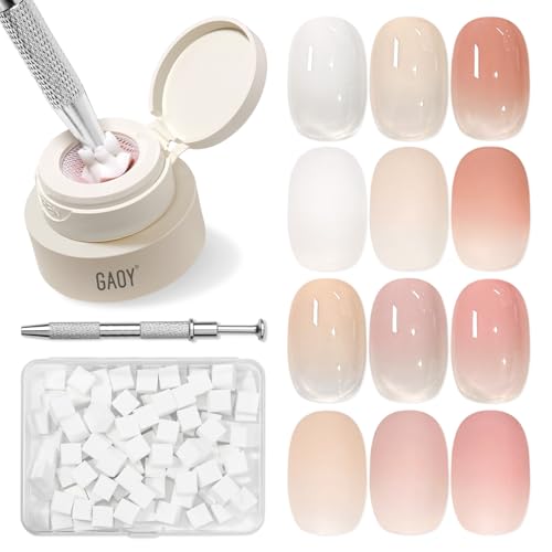 GAOY Cushion Ombre Painting Gel Kit, 6 Colors Gradient Patting Gel Polish with Sponges and Grabber Tool, for Ombre Nails Aura Blush Blend Nail Art Home & Salon Use, Pigmented No Wipe, Cherry Blossom
