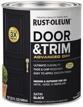 Rust-Oleum 369383 Advanced Dry Door & Trim Paint, Quart, Satin Black