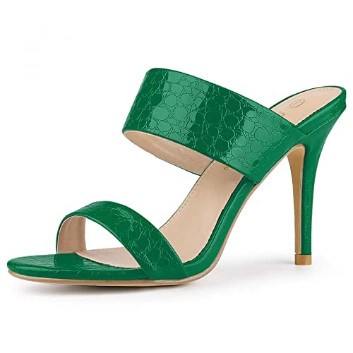 Allegra K Allegra K Women's Open Toe Stiletto Heel Slide Green Sandals 9 M US