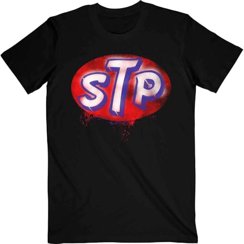 T-shirt Stone Temple Pilots noir homme avec logo rouge effet usé pour look grunge