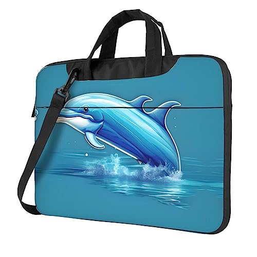 Sac ordinateur 15.6 pouces pour femme imprimé libellule noir et dauphin