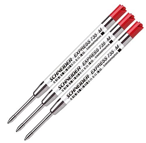 Schneider 77304 - Cartuccia Di Ricambio Per Penna A Sfera 735M, Confezione Da 3, Colore: Rosso