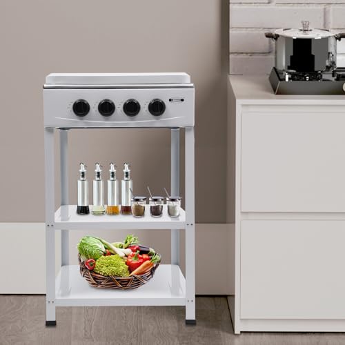 CHUOZI Estufa de gas comercial restaurante cocina soporte 4 quemadores juego de cocina con cubierta blanco/negro (negro)