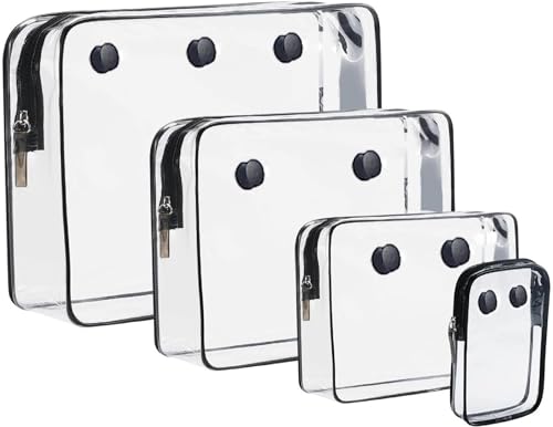 Qinyurj 4 packs Clear Bogg Bag Pouches for Bogg Bag Accessories Clear Beach Tote Bag Storage Travel Cosmetic Organizer (Black)