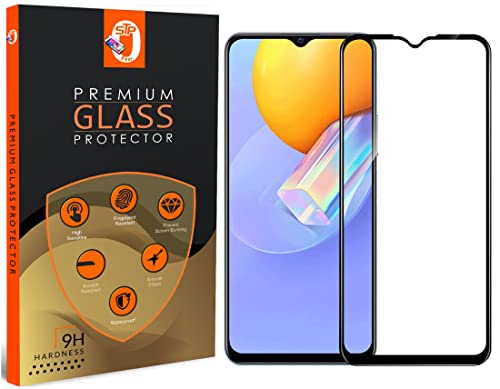 Image of STP FEEL Premium Tempered Glass Screen Protector Compatible for VIVO Y72 5G (Black, Pack of 1) Edge to Edge Coverage with Easy Installation Kit