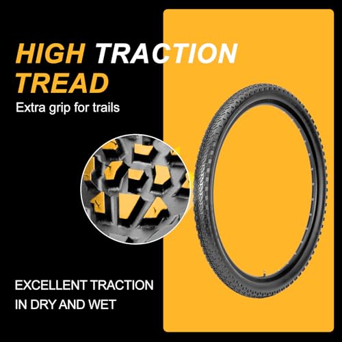 WHEELO Mountain Bike Tires Set: 2-Pack 29x2.1 Inch Folding Replacement Bicycle Tires and Pair Inch Schrader Valve Inner Tubes with Tire Levers for Off-Road Cycling