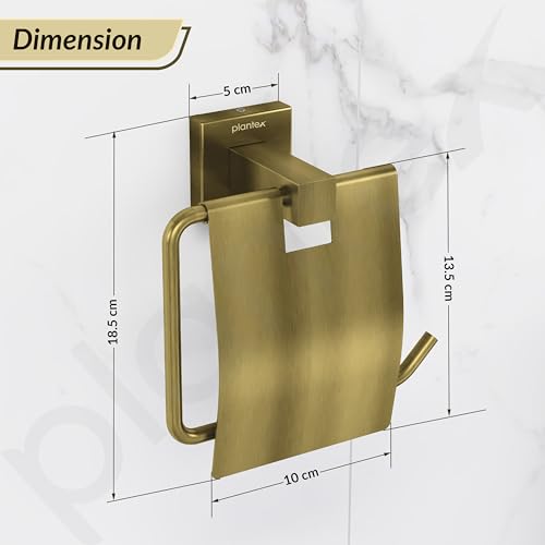 Image of Plantex Stainless Steel Toilet Paper Holder /Toilet Roll Holder for Bathroom /Tissue Paper Holder /Bathroom Accessories - Aqua (Brass Antique)