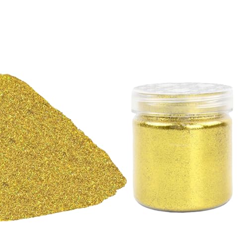 Oro Fino con Purpurina Metálica, Polvo Iridiscente de 100g, 0,2mm Dorada para Manualidades, Fine Resin Glitter Powder