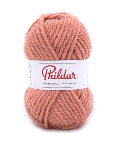 Phildar - Pelote de Laine Phil RAPIDO - Laine à Tricoter - 25% Laine peignée,25% Acrylique,50% Polyamide - Aiguille n°7 - Couleur Rose des SABLES