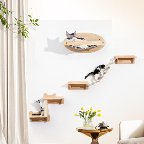 SPAKITCHCE Rede para gatos montada na parede – Prateleiras e poleiros para parede, móveis de cama de