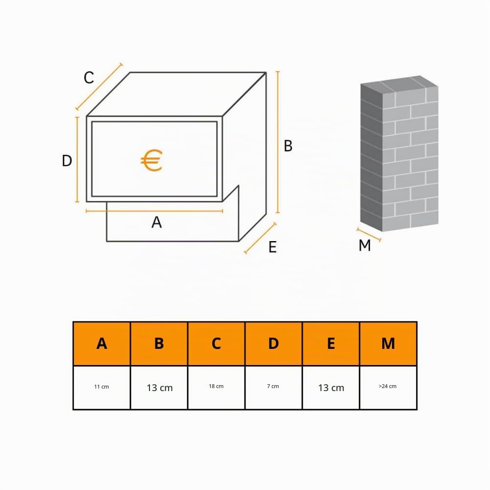 Cassaforte Invisibile ad Incasso Zincata 13x18x7 cm | Sicurezza Nascosta | Struttura Robusta | Protezione per Denaro e Documenti | Installazione Facile | Ideale per Casa