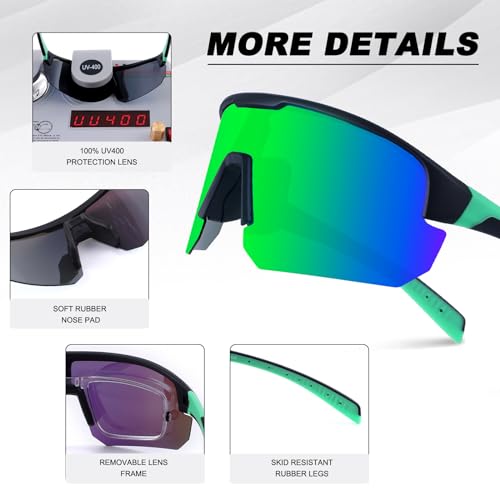 Image of BangLong Polarized Sports Sunglasses for Men Women UV400 Protection | TAC HD Lens, RX Insert Included, Lightweight Wrap-Around Design for Running Cycling Baseball Hiking