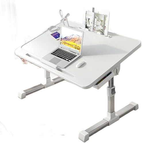 Xabaldu ベッド デスク 折りたたみテーブル ベッドテーブル PCパソコンテーブル ローテーブル オフィスデスク ラップデスク 腕保護 高さ 角度調節可能 軽量 勉強 食事 一人暮らし 軽量 折り畳み 昇降式 折りたたみテーブル 引き出しと本棚付き