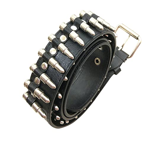BESPORTBLE Studded Bullet Belt Men's Punk Style Waist Belt Black Stretchable for Comfort
