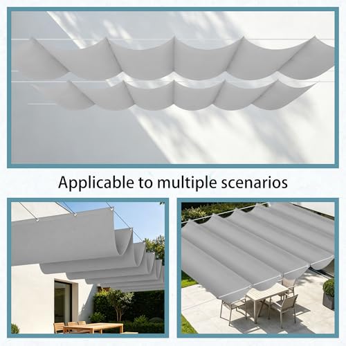 Voile ombrage 2x6m rectangulaire gris clair avec oeillets pour jardin et balcon