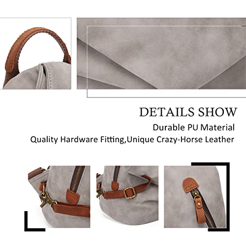 Image of KL928 PU Leather Vintage Backpack - Large Casual Daypack Outdoor Travel Rucksack Hiking Backpacks for Men Women