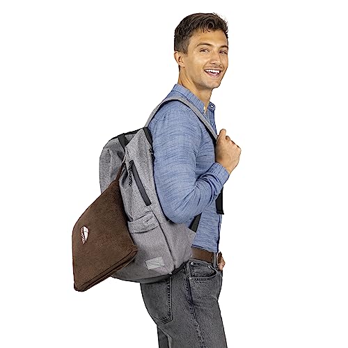 Image of BlueHills Premium Soft Travel Blanket Pillow Airplane Blanket Soft Bag Pillow case with Hand Luggage Belt and Backpack Clip Compact Pack Large Blanket Throw Air Plane Flight Travel (Brown T009)
