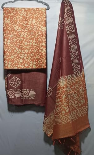 Image of STB-SILK TEXTILES BHAGALPUR Salwar Suit Cotton Silk Batik Print Dress Material Unstitched Suits Piece With Dupatta Dress material for women & girls