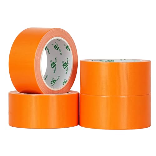Image of BOMEI PACK Orange 2inch x 20yds Sticky Duct Tape Heavy Duty Strong Industrial Color Duct Tapeor Packing and Repairing 4 Pack