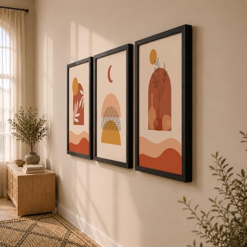 Image of NoWorries Modern art wall paintings /Wall hangings for home decor, Set of 3 Wall art framed poster art prints (Theme-minimal) multicolor frame (Art-13, 17x25inch)
