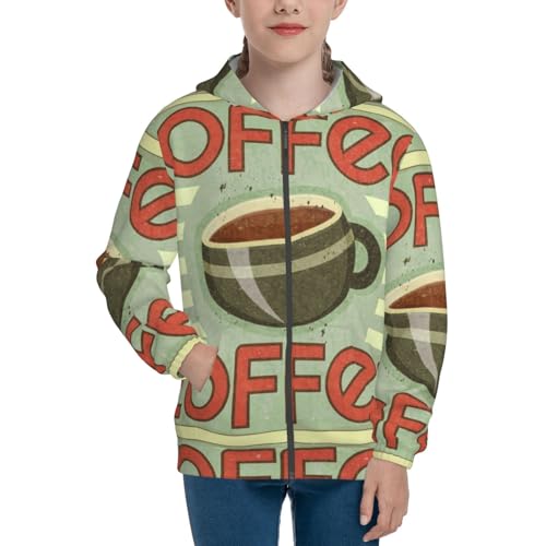 Retro Cover For Coffee Kids Pullover Hoodies Boys Zip Up Sweatshirts Girls Athletic Clothes with Pocket3