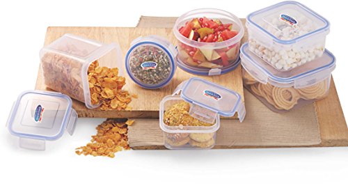 Image of Air Tight Container Set for Kitchen Round Container, Square Container, Square Container Combo of 9 Pieces, 100% Leak Proof, Durable 100% Toxic Free, Healthy