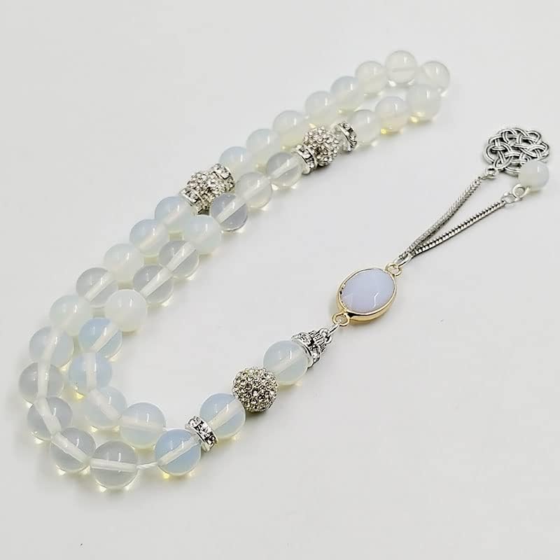 Miniatura 6 de ALBASHAN ópalo piedra plata accesorios mujer Tasbih 33 66 99 100 cuentas musulmán Misbaha niña pulsera Islam Rosario