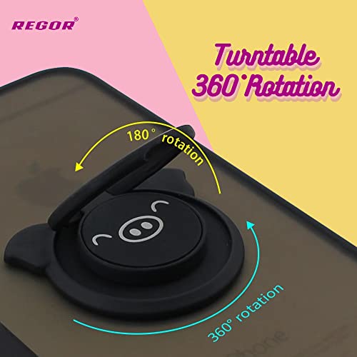 Image of Regor Finger Grip & Mobile Holder | Mobile Stand | Cell Phone Grip Holder for Hand & Mobile Back Holder Grip | Selfie Holder & Works as iPhone Stand & Android Phone Stand for Desk - Pig Black